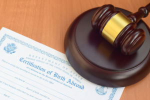 Birth Injury Lawyer West Lafayette, IN - Justice mallet and United States Certificate of Birth Abroad