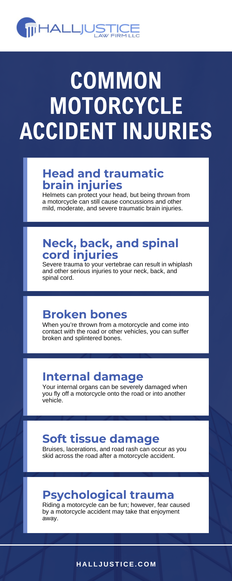 Common Motorcycle Accident Injuries Infographic