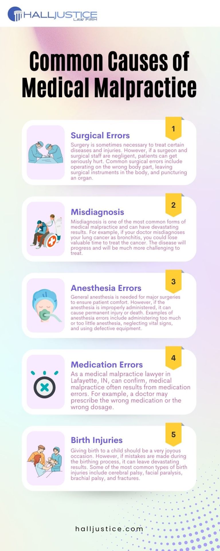 Common Causes of Medical Malpractice Infographic - Hall-Justice Law Firm